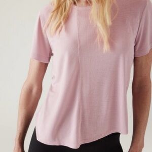 Athleta Mauve Short Sleeve Ribbed Relaxed Tee